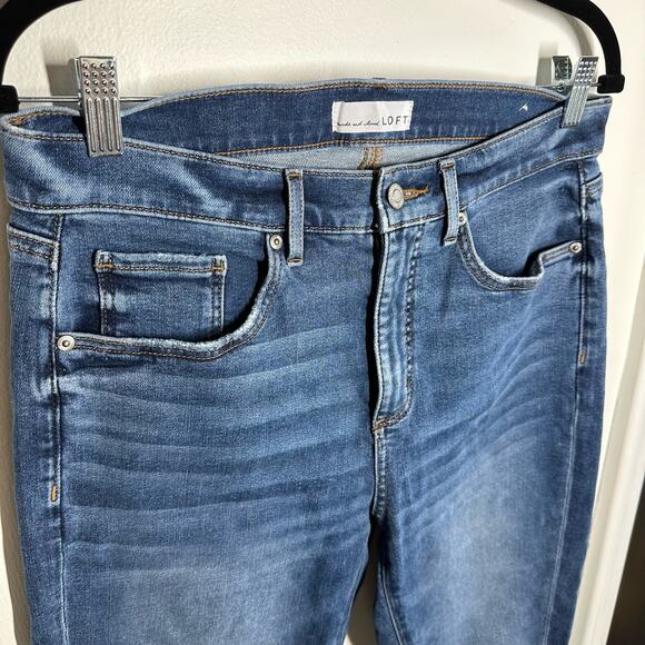 Loft Women's Mid Rise Skinny Jeans Mid Indigo Wash Size 29 Size 8 - Picture 3 of 11